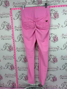Cute Booty Lounge tights leggings Pink Scrunch-Back Leggings with Heart Accent